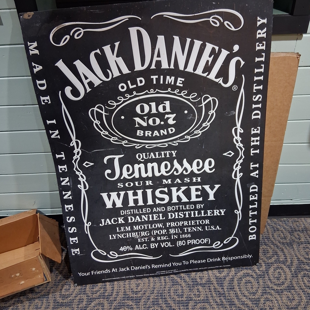 Jack Daniels Black and White Whiskey Sign